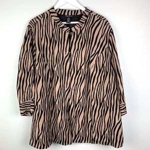 Maggie Barnes Tiger Print Quarter Sleeve Jacket 3X